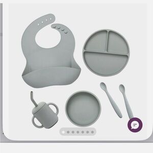 Sage Green Silicone Baby Feeding Set AEIOU Future Foodie Gift Set NIB